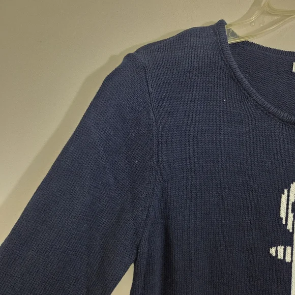 NWT Lulu B Anchor Sweater Size Medium Nautical Navy Blue Boat Coastal Preppy - Picture 8 of 13
